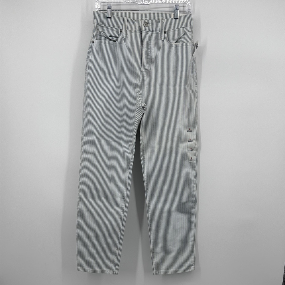 Old Navy Women's Sky Hi Straight Leg Jeans Blue Striped Size 8 NWT